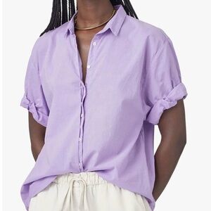 Xirena Channing Button Down Shirt Short Sleeves Cotton Size M